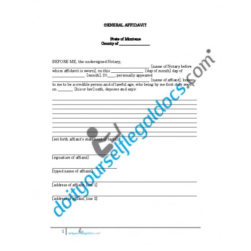 General Affidavit - Montana - Business Document Form - Download Online